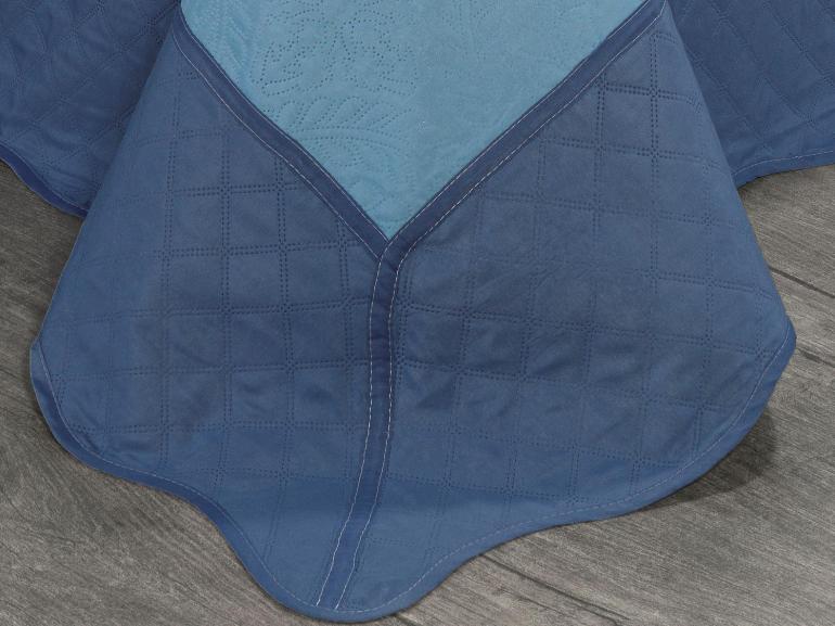 Kit: 1 Cobre-leito Casal Bouti de Microfibra Ultrasonic + 2 Porta-travesseiros - Yago Azul Indigo - Dui Design