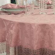 Toalha de Mesa com Bordado Guipir Fácil de Limpar Redonda 180cm - Yasmim Rosa Velho - Dui Design