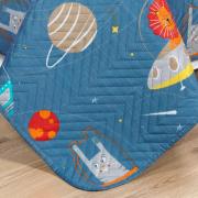 Kit: 1 Cobre-leito Solteiro Kids Bouti de Microfibra PatchWork Ultrasonic + 1 Porta-travesseiro - Zoo Espacial - Dui Design