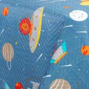 Kit: 1 Cobre-leito Solteiro Kids Bouti de Microfibra PatchWork Ultrasonic + 1 Porta-travesseiro - Zoo Espacial - Dui Design