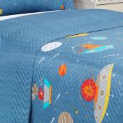 Kit: 1 Cobre-leito Solteiro Kids Bouti de Microfibra PatchWork Ultrasonic + 1 Porta-travesseiro - Zoo Espacial - Dui Design